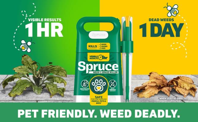 Visible results 1 HR, Dead weeds 1 day. Pet Friendly. Weed Deadly.